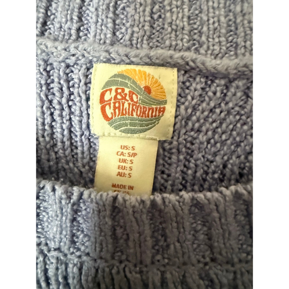 Women's C&C California Periwinkle Cable Knit Crew Neck Sweater S - Picture 2 of 3